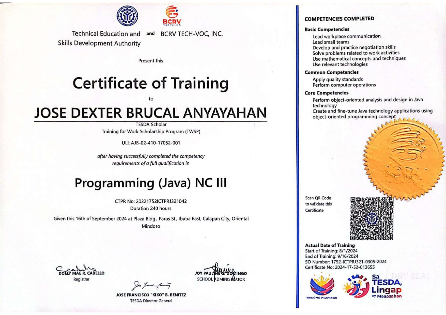 Programming (Java) NC III